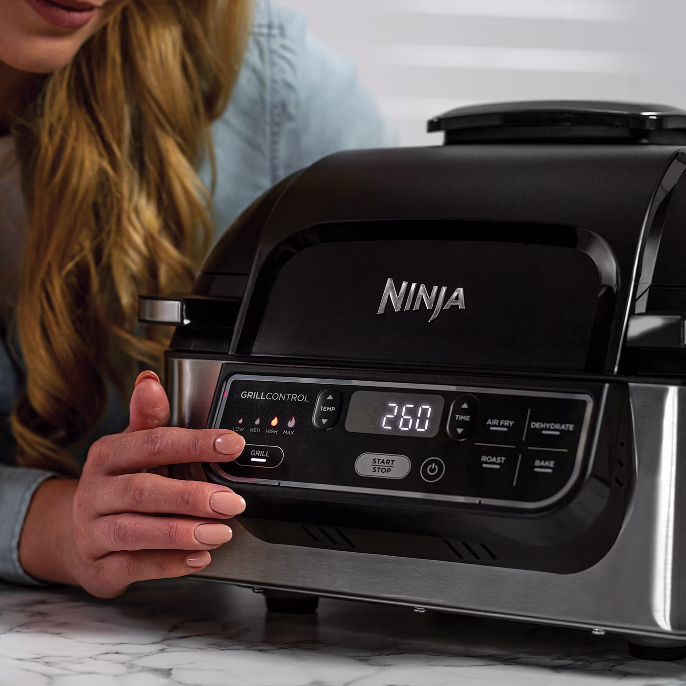 Ninja Foodi 5-in-1 Indoor Grill AG301 AG301UK AIR GRILL PRESS GRILL BUTTON 260C 2 qbst9f